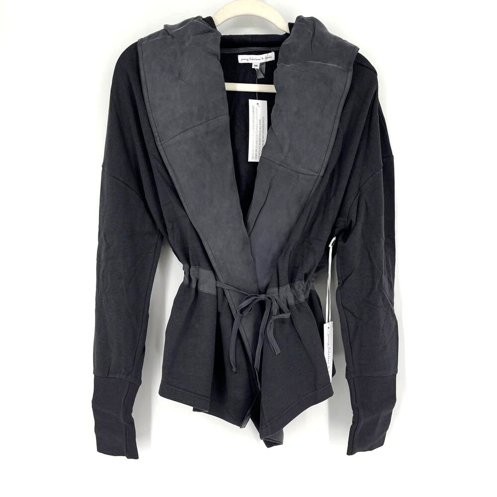 Young Fabulous‎ & Broke Softshell Jacket Gray Shawl Hooded Medium Oversized